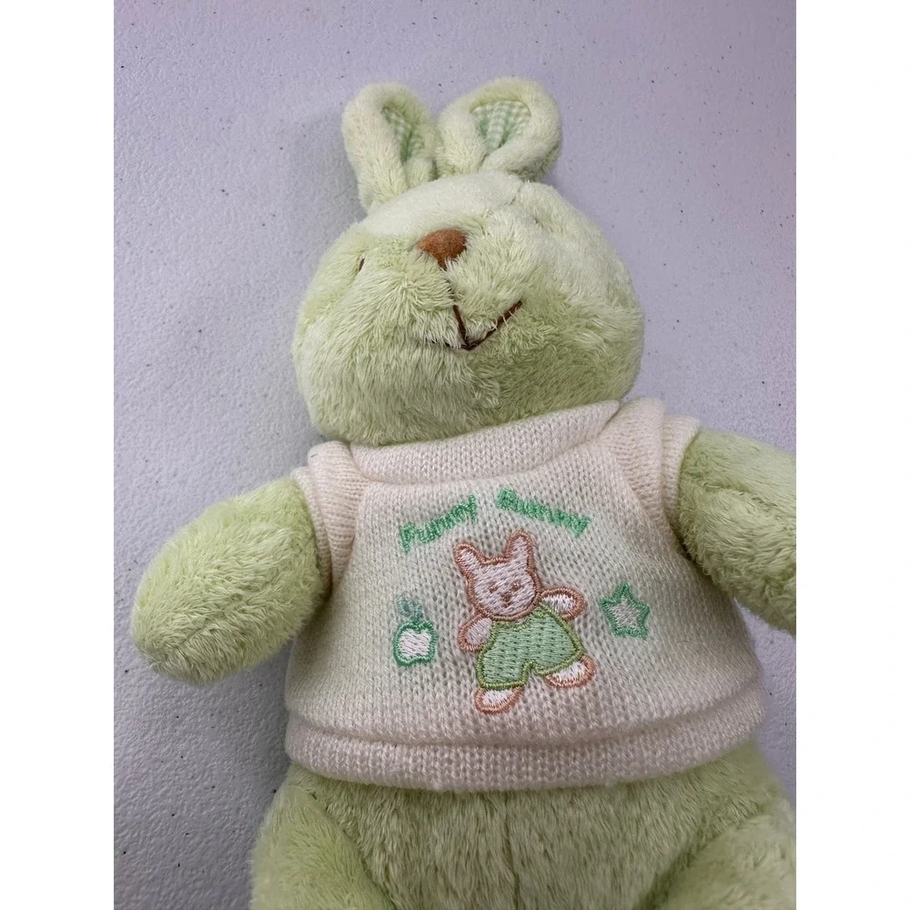 Little Wonders Bunny Plush Green Rabbit Stuffed Animal Sweater 10in Kids Rattle